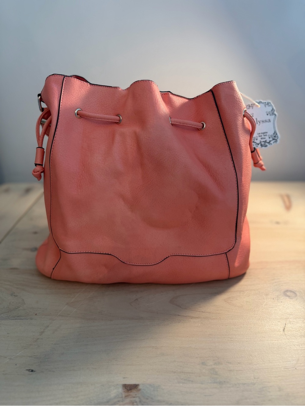 Coral Drawstring Shoulder Bucket Bag